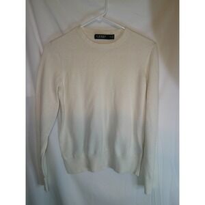 Lauren Ralph Lauren‎ Black Label Women's Cream Cotton Blend Long Sleeve Sweater